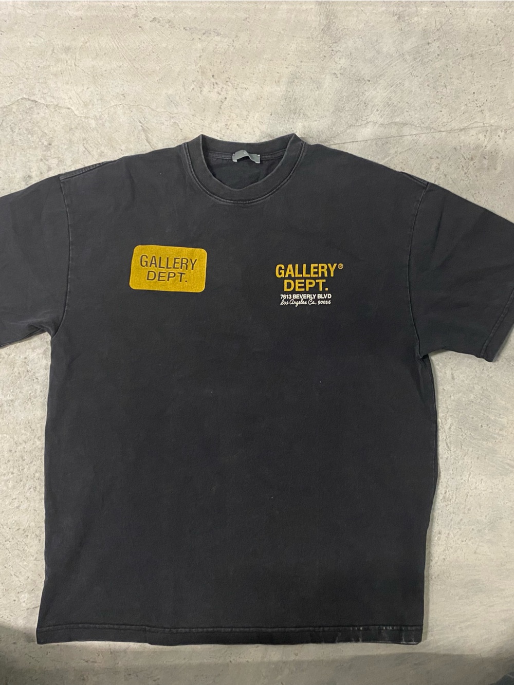 Gallery Dept Black Tee with Yellow Logos